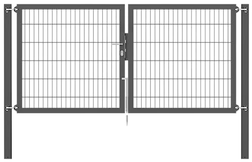 Alberts 637088 Doppeltor Flexo Plus mit Zubehör | verschiedene Breiten und Höhen | Pfostenstärke 100 x 100 mm | anthrazit | Breite 250 cm | Höhe 120 cm von Alberts
