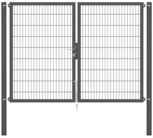 Alberts 637132 Doppeltor Flexo Plus mit Zubehör | verschiedene Breiten und Höhen | Pfostenstärke 100 x 100 mm | anthrazit | Breite 250 cm | Höhe 180 cm von Alberts