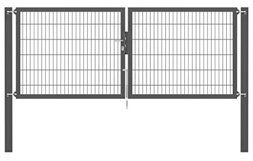 Alberts 637170 Doppeltor Flexo Plus mit Zubehör | verschiedene Breiten und Höhen | Pfostenstärke 100 x 100 mm | anthrazit | Breite 300 cm | Höhe 120 cm von Alberts