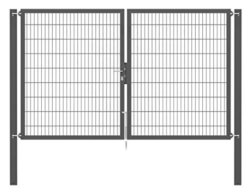 Alberts 637200 Doppeltor Flexo Plus mit Zubehör | verschiedene Breiten und Höhen | Pfostenstärke 100 x 100 mm | anthrazit | Breite 300 cm | Höhe 180 cm von Alberts