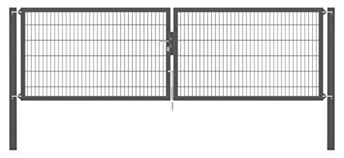 Alberts 637248 Doppeltor Flexo Plus mit Zubehör | verschiedene Breiten und Höhen | Pfostenstärke 100 x 100 mm | anthrazit | Breite 400 cm | Höhe 120 cm von Alberts