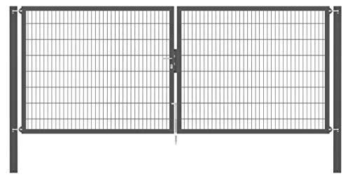 Alberts 637262 Doppeltor Flexo Plus mit Zubehör | verschiedene Breiten und Höhen | Pfostenstärke 100 x 100 mm | anthrazit | Breite 400 cm | Höhe 160 cm von Alberts