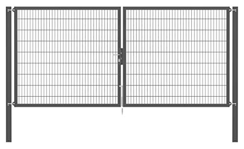 Alberts 637279 Doppeltor Flexo Plus mit Zubehör | verschiedene Breiten und Höhen | Pfostenstärke 100 x 100 mm | anthrazit | Breite 400 cm | Höhe 180 cm Alberts 637279 Doppeltor Flexo Plus mit Zubehör | verschiedene Breiten und Höhen | Pfostenstärke 100 x 100 mm | anthrazit | Breite 400 cm | Höhe 180 cm von Alberts
