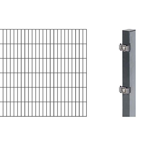 Alberts, anthrazit 120 cm | Länge 2 m GAH 644178 Erweiterung zum Doppelstabmattenzaun Höhen-wahlweise in verschiedenen Farben | kunststoffbeschichtet von Alberts