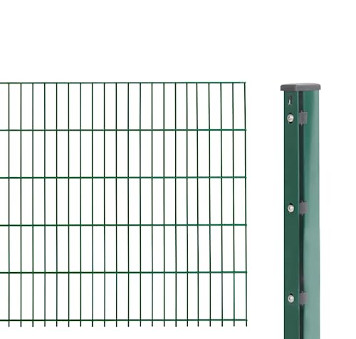 Alberts 644789 Doppelstabmattenzaun als Zaun-Komplettset Doppelstab-Gittermatten Typ 6/5/6, 2500 mm, grün, Höhe 203 cm von Alberts