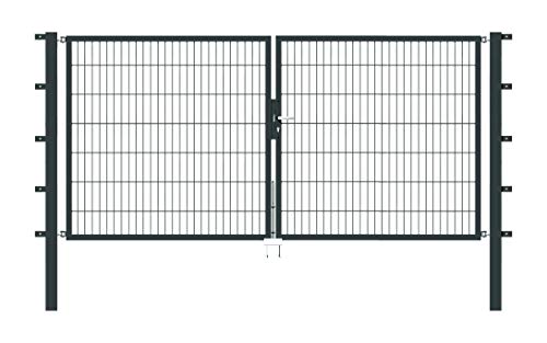 Alberts 650360 Doppeltor Flexo mit Zubehör | verschiedene Breiten und Höhen | anthrazit | Breite 300 cm | Höhe 140 cm von Alberts