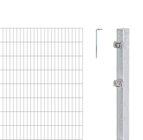 Alberts 650964 Doppelstabmattenzaun als 12 tlg. Zaun-Komplettset | verschiedene Längen und Höhen | feuerverzinkt | Höhe 180 cm | Länge 10 m von Alberts