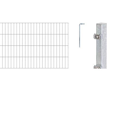 Alberts 654108 Doppelstabmattenzaun als 10 tlg. Zaun-Komplettset | verschiedene Längen und Höhen | feuerverzinkt | Höhe 80 cm | Länge 8 m von Alberts