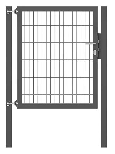 Alberts 662356 Einzeltor Flexo Plus mit Zubehör | verschiedene Breiten und Höhen | Pfostenstärke 80 x 80 mm | anthrazit | Breite 100 cm | Höhe 120 cm von Alberts