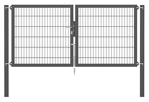 Alberts 663346 Doppeltor Flexo Plus mit Zubehör | verschiedene Breiten und Höhen | Pfostenstärke 80 x 80 mm | anthrazit | Breite 250 cm | Höhe 120 cm von Alberts