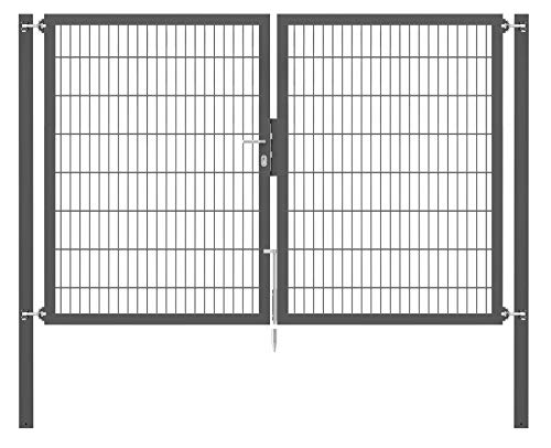 Alberts 663360 Doppeltor Flexo Plus mit Zubehör | verschiedene Breiten und Höhen | Pfostenstärke 80 x 80 mm | anthrazit | Breite 250 cm | Höhe 160 cm von Alberts