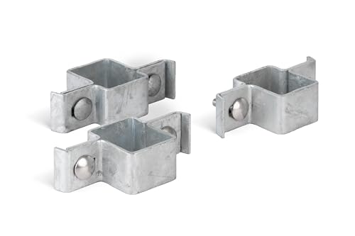 Alberts 663650 Mittelschelle für Vierkantpfosten | feuerverzinkt | für Pfosten 60 x 40 mm | 3er Set von Alberts