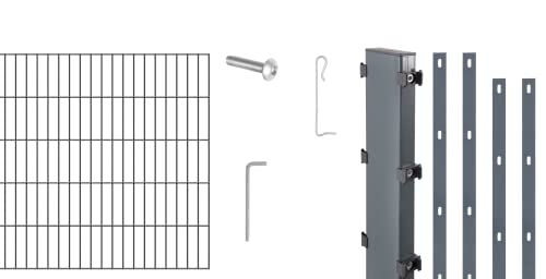 Alberts 665289 Zaungabionen Step² | verschiedene Höhen - wahlweise in verschiedenen Farben | zum Einbetonieren | anthrazit | Mattenbreite 200 cm | Höhe 180 cm | Länge 4 m von Alberts