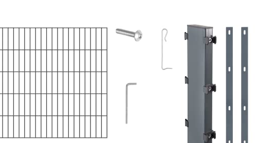 Alberts 665296 Zaungabionen Step² | verschiedene Höhen - wahlweise in verschiedenen Farben | zum Einbetonieren | anthrazit | Mattenbreite 200 cm | Höhe 100 cm | Länge 6 m von Alberts