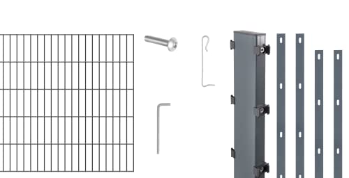 Alberts 665326 Zaungabionen Step² | verschiedene Längen und Höhen | zum Einbetonieren | anthrazit | Mattenbreite 200 cm | Höhe 180 cm | Länge 8 m von Alberts