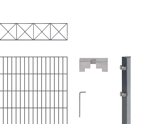 Alberts 667443 Doppelstabmattenzaun »Nexus« als 17 tlg. Zaun-Komplettset | verschiedene Längen und Höhen | kunststoffbeschichtet, anthrazit | Höhe 100 cm | Länge 6 m von Alberts
