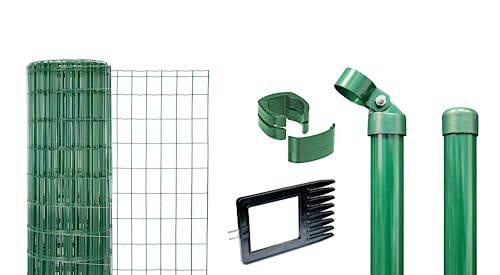Alberts 668969 Fix-Clip Pro als Zaun-Komplettset, zum Einbetonieren | verschiedene Längen und Höhen | grün | Höhe 122 cm | Länge 50 m von Alberts