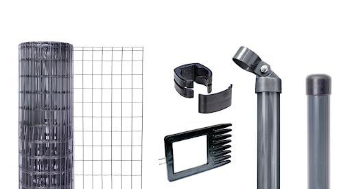 Alberts 669133 Fix-Clip Pro als Zaun-Komplettset, zum Einbetonieren | verschiedene Längen und Höhen | grün | Höhe 153 cm | Länge 100 m von Alberts