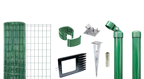 Alberts 669164 Fix-Clip Pro als Zaun-Komplettset, mit Einschlagbodenhülse | verschiedene Längen und Höhen | grün | Höhe 81 cm | Länge 100 m von Alberts