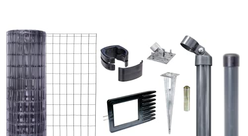 Alberts 669324 Fix-Clip Pro als Zaun-Komplettset, mit Einschlagbodenhülse | verschiedene Längen und Höhen | anthrazit | Höhe 81 cm | Länge 75 m von Alberts