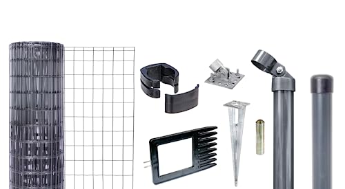 Alberts 669331 Fix-Clip Pro als Zaun-Komplettset, mit Einschlagbodenhülse | verschiedene Längen und Höhen | grün | Höhe 81 cm | Länge 100 m von Alberts