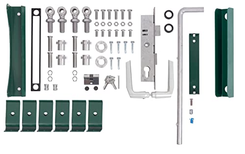 Alberts 678173 Zubehör-Set Flexo | für Doppeltor | bis 1200 mm Höhe | Stahl roh, verzinkt grün kunststoffbeschichtet RAL 6005 von Alberts