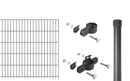 Alberts 680039 Einstab-Gittermatten-Set | Garden Typ 8/6/4 | verschiedene Längen und Höhen | anthrazit | 2000 x 1250 mm | Zaunlänge: 20 m von Alberts