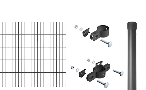 Alberts 680374 Einstab-Gittermatten-Set | Garden Typ 8/6/4 | verschiedene Längen und Höhen | anthrazit | 2000 x 1250 mm | Zaunlänge: 26 m von Alberts