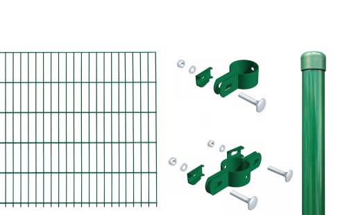 Alberts 683979 Einstab-Gittermatten-Set | Garden Typ 8/6/4 | verschiedene Längen und Höhen - wahlweise in verschiedenen Farben | grün | 2000 x 1250 mm | Zaunlänge: 12 m von Alberts