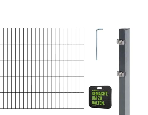 Alberts 691363 Doppelstabmattenzaun Zaun-Komplettset mit Kniekissen | verschiedene Längen und Höhen | anthrazit | Höhe 100 cm | Länge 10 m von Alberts