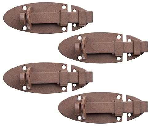 Alberts 821937 DURAVIS® Schlossriegel | mit flachem Griff | rostbraun duplexbeschichtet | Platte 90 x 44 mm | 4er Set von Alberts