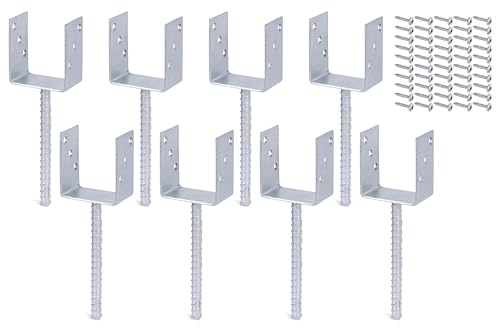 Alberts 8er Set U-Pfostenträger | mit Betonanker aus Riffelstahl | feuerverzinkt | lichte Breite 91 mm | inkl. 50 Schrauben Alberts 8er Set U-Pfostenträger | mit Betonanker aus Riffelstahl | feuerverzinkt | lichte Breite 91 mm | inkl. 50 Schrauben von Alberts