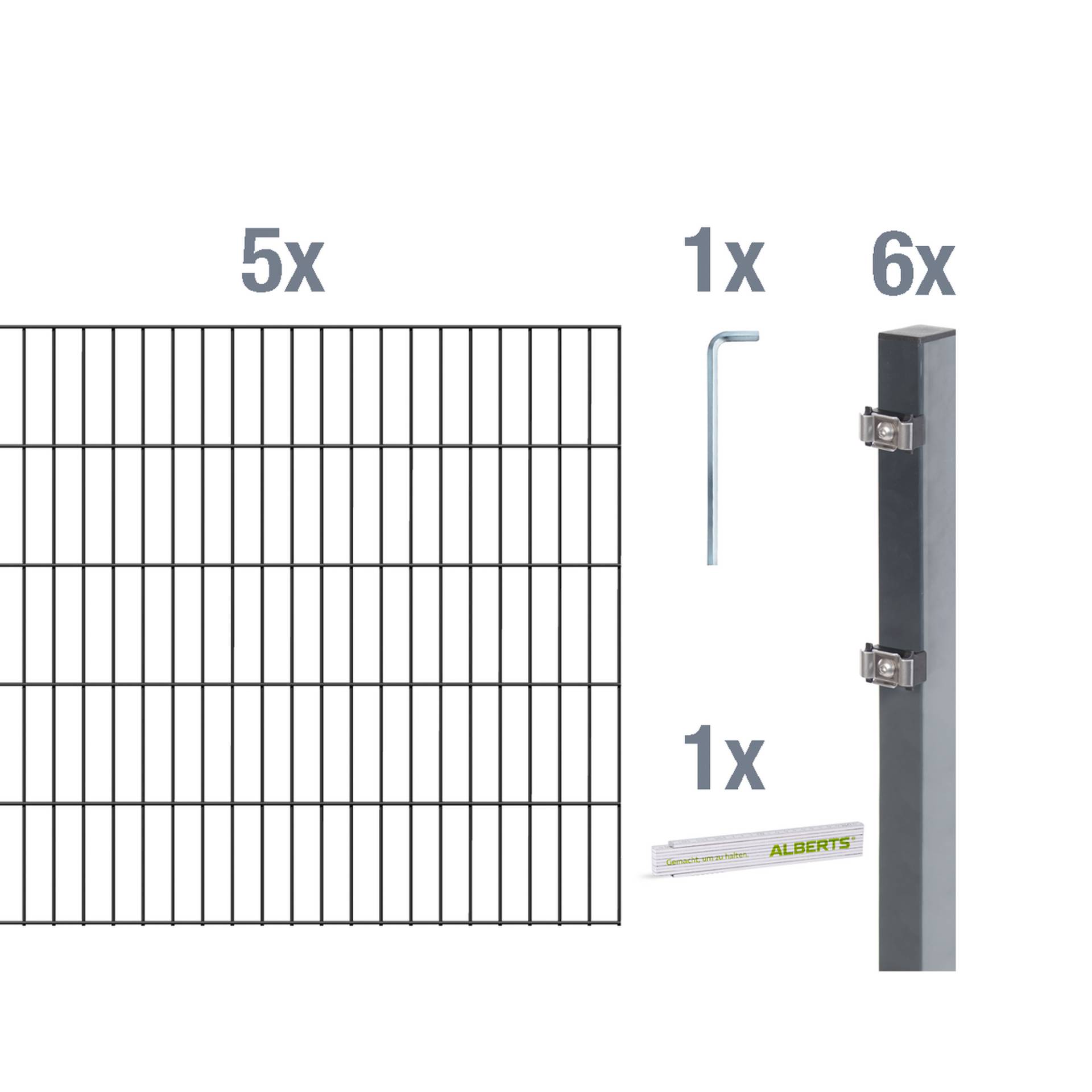 Alberts Doppelstabmatten-Set anthrazit 160 x 1000 cm Alberts Doppelstabmatten-Set anthrazit 160 x 1000 cm von Alberts