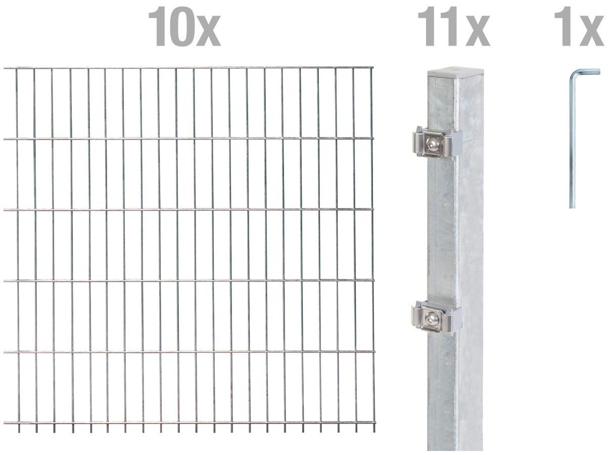 Alberts Doppelstabmattenzaun Grundset, (Set), Höhe: 80 - 160 cm, Gesamtlänge: 4 - 30 m, zum Einbetonieren von Alberts