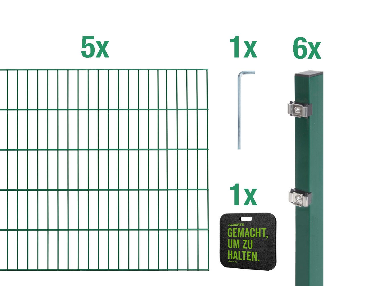 Alberts Doppelstabmattenzaun Grundset, (Set), Höhe: 80 - 160 cm, Gesamtlänge: 4 - 30 m, zum Einbetonieren von Alberts