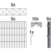 Alberts Doppelstabmattenzaun "Nexus", anthrazit, Höhe: 100-160cm, Gesamtlänge: 10-20m, zum Einbetonieren von Alberts