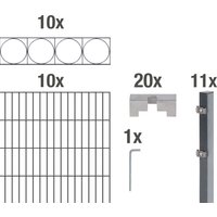 Alberts Doppelstabmattenzaun "Oslo" anthrazit, Höhe: 100-160cm, Gesamtlänge: 10-20m, zum Einbetonieren von Alberts