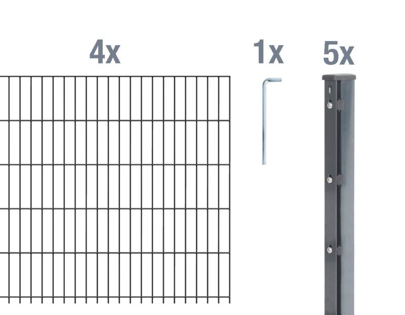 Alberts Einstabmattenzaun DSM-Set,Flach.8/6/8anth2500x1030/10, DSM-Set,Flach.8/6/8anth2500x1030/10 von Alberts