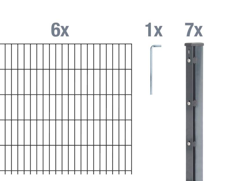 Alberts Einstabmattenzaun DSM-Set,Flach.8/6/8anth2500x1230/15, DSM-Set,Flach.8/6/8anth2500x1230/15 von Alberts