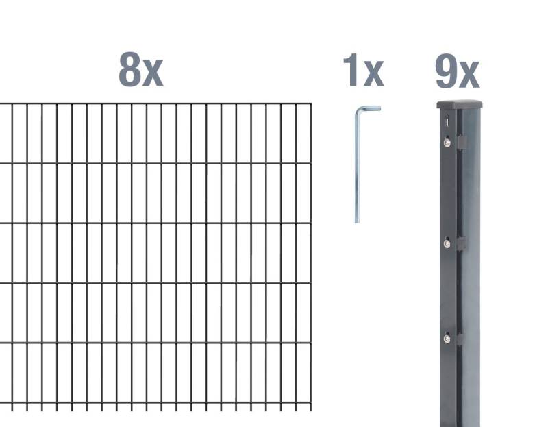Alberts Einstabmattenzaun DSM-Set,Klemm.6/5/6anth2500x1230/20, Doppelstabmattenzaun 6-5-6, 2,5 m Matte, Höhe 83-203 cm, Länge 10-30 m Alberts Einstabmattenzaun DSM-Set,Klemm.6/5/6anth2500x1230/20, Doppelstabmattenzaun 6-5-6, 2,5 m Matte, Höhe 83-203 cm, Länge 10-30 m von Alberts