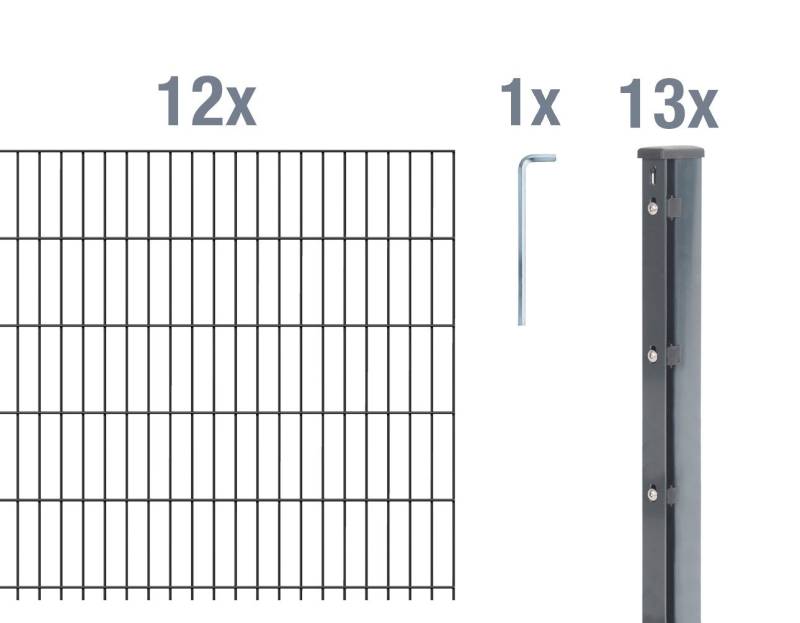 Alberts Einstabmattenzaun DSM-Set,Klemm.6/5/6anth2500x1630/30, DSM-Set,Klemm.6/5/6anth2500x1630/30 von Alberts