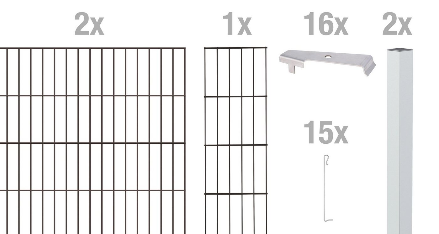 Alberts Gabionenzaun Cluster-Gabionen Anbauset, (Set), anthrazit, 2 m breit, versch. Höhen von Alberts