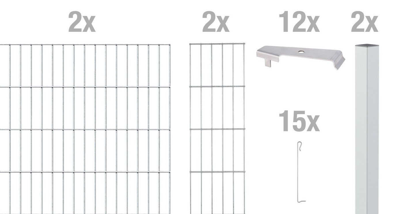 Alberts Gabionenzaun Cluster-Gabionen Grundset, (Set), feuerverzinkt, 2 m breit, in verschiedenen Höhen von Alberts