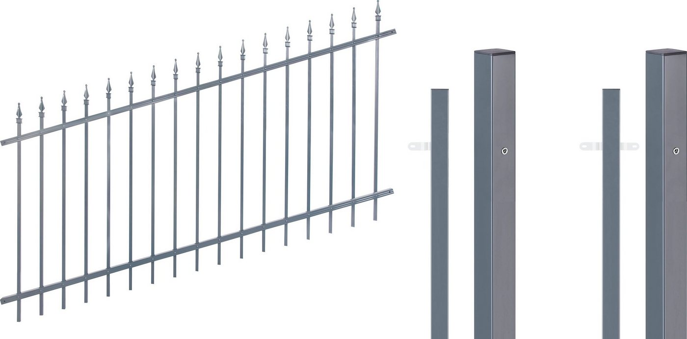 Alberts Metallzaun Chaussee verstellbar, Höhe: 100 cm, Gesamtlänge: 4 - 10 m, zum Einbetonieren von Alberts