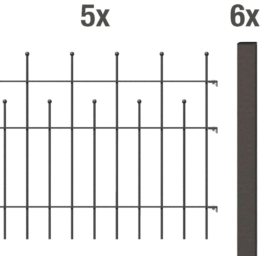 Alberts Metallzaun Madrid, (Set), Höhe: 49,5, 73,5 und 98,5 cm, Gesamtlänge: 10 m, zum Einbetonieren von Alberts