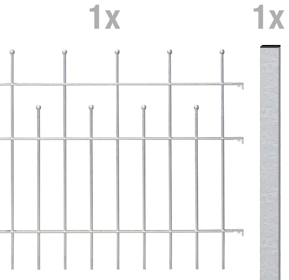 Alberts Metallzaun Anbauset Madrid, Höhe: 49,5, 73,5 und 98,5 cm, Breite: 200 cm, zum Aufschrauben von Alberts