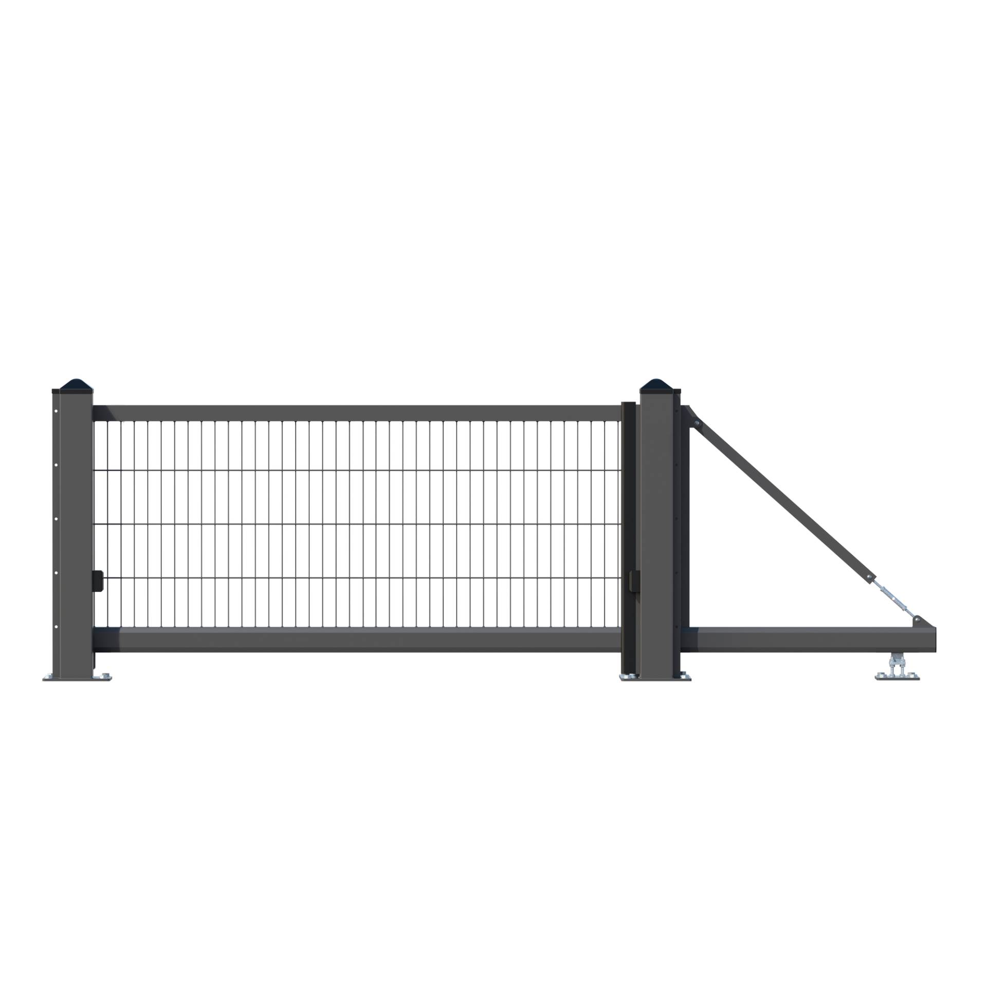 Alberts Elektrisches Schiebetor 'Lektor' rechts 280 x 100 cm roher Stahl Doppelstab-Gittermatte freitragend von Alberts