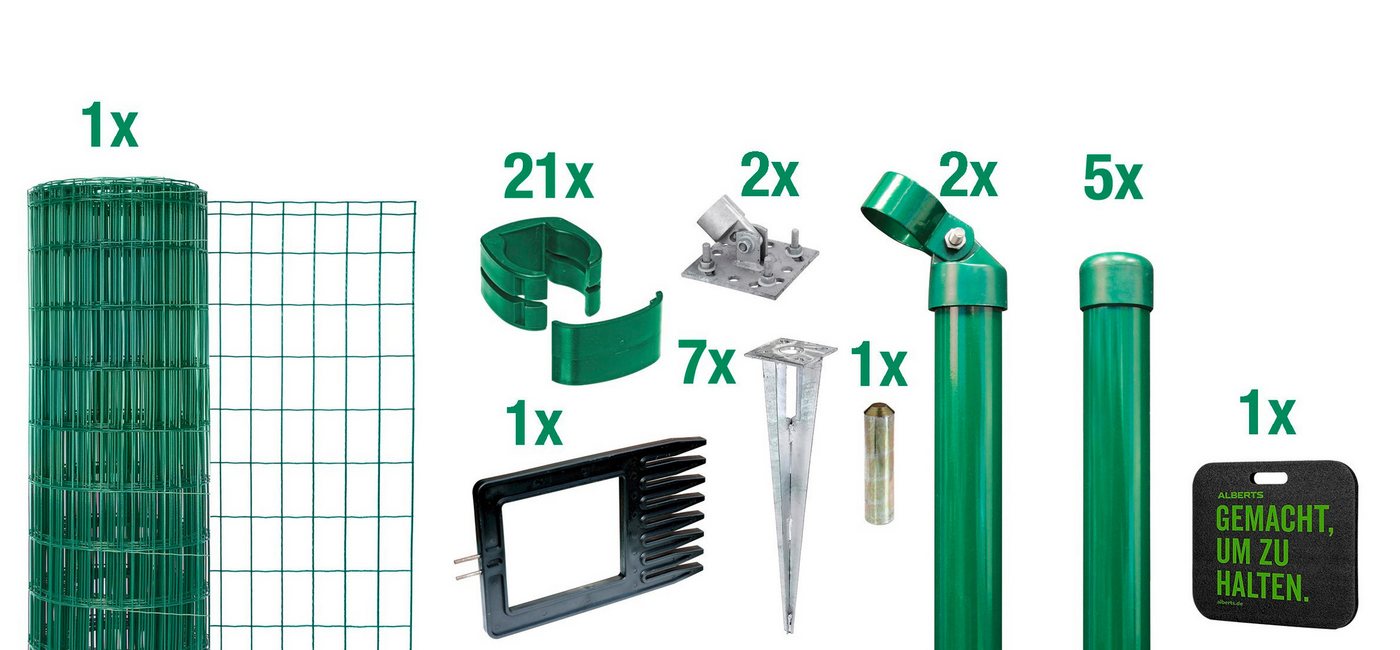 Alberts Schweißgitter Fix-Clip Pro®, (Set), Höhe: 80-150cm, Gesamtlänge: 10 und 25m, mit Bodenhülsen von Alberts