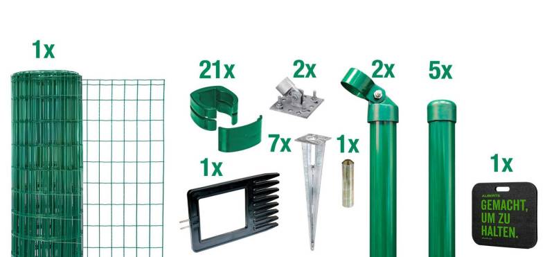 Alberts Schweißgitter Fix-Clip Pro®, (Set), Höhe: 80-150cm, Gesamtlänge: 10 und 25m, mit Bodenhülsen von Alberts