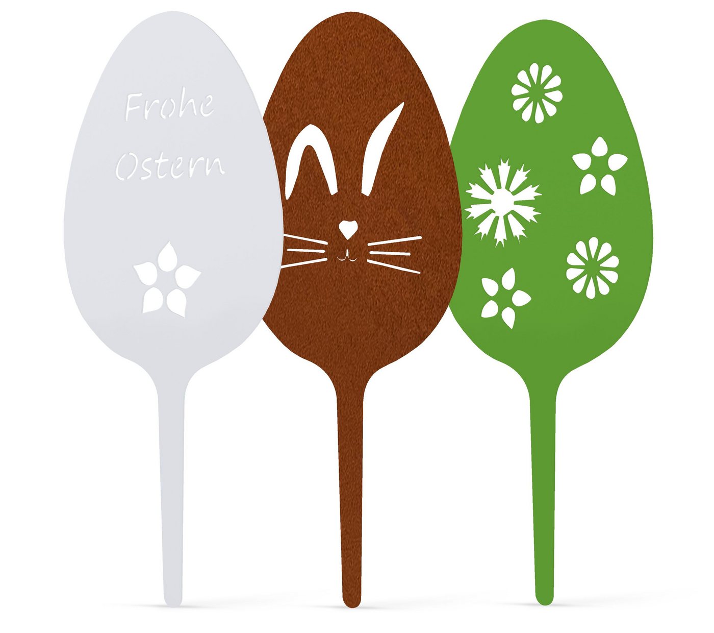Alberts Zaun Deko-Ostereier Set 2, 880880 Deko - Ostereier "Bunny" 3er Set mit Erdspieß für Blumentopf von Alberts